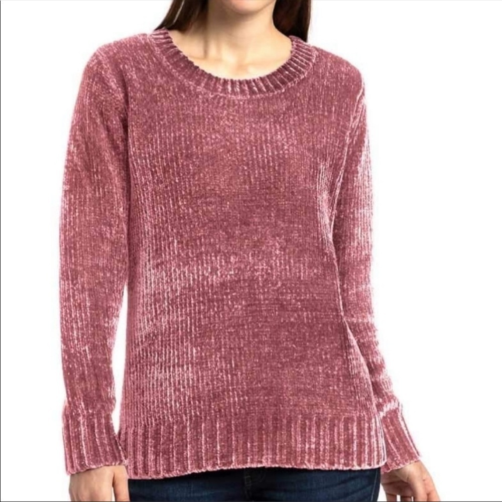 ORVIS Chenille Crewneck Sweater Pullover Pink Rose Classic Soft Warm Size L